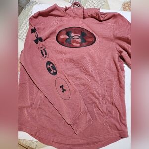 Under Armour Kids Hooded Sweatshirt in Dusty Rose with Black Logos